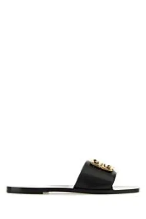 Black leather 4G Baroque slippers    