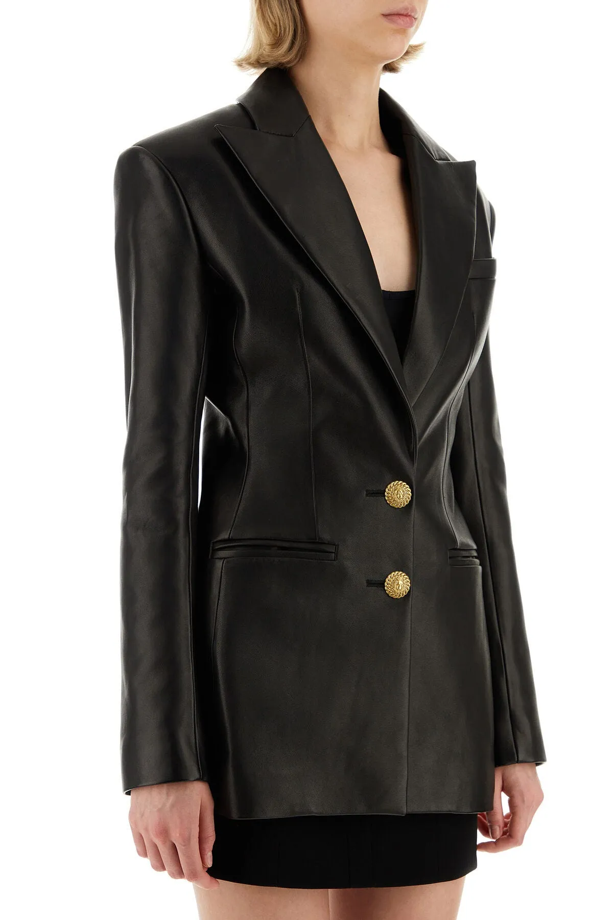 Black leather blazer    
