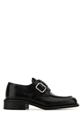 Black leather monk strap shoes    