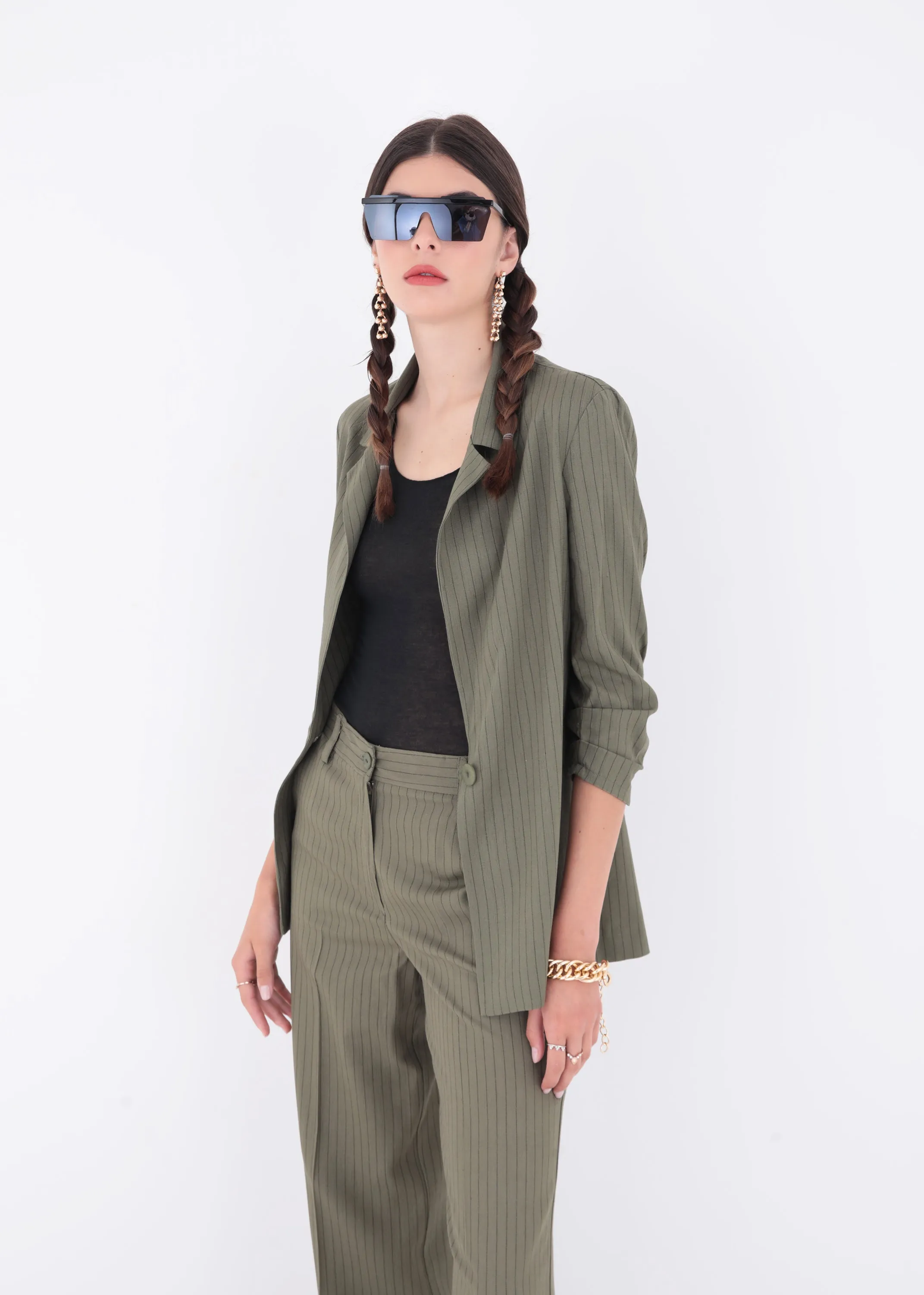 Blazer ad un petto in viscosa gessata - PE24
