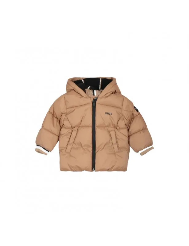BOSS     Giubbino beige con stampa logo Boss