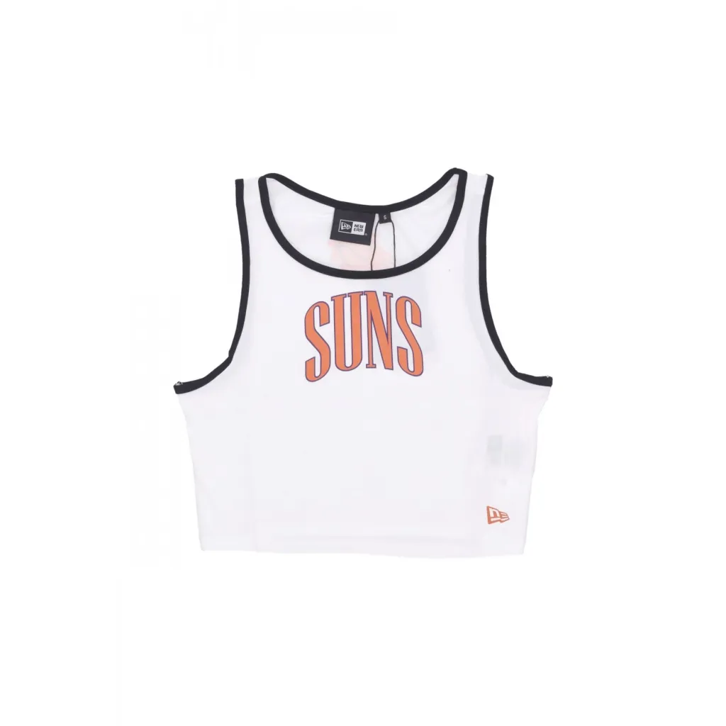 canotta corta donna w nba team wordmark crop tank top phosun WHITE/BLACK