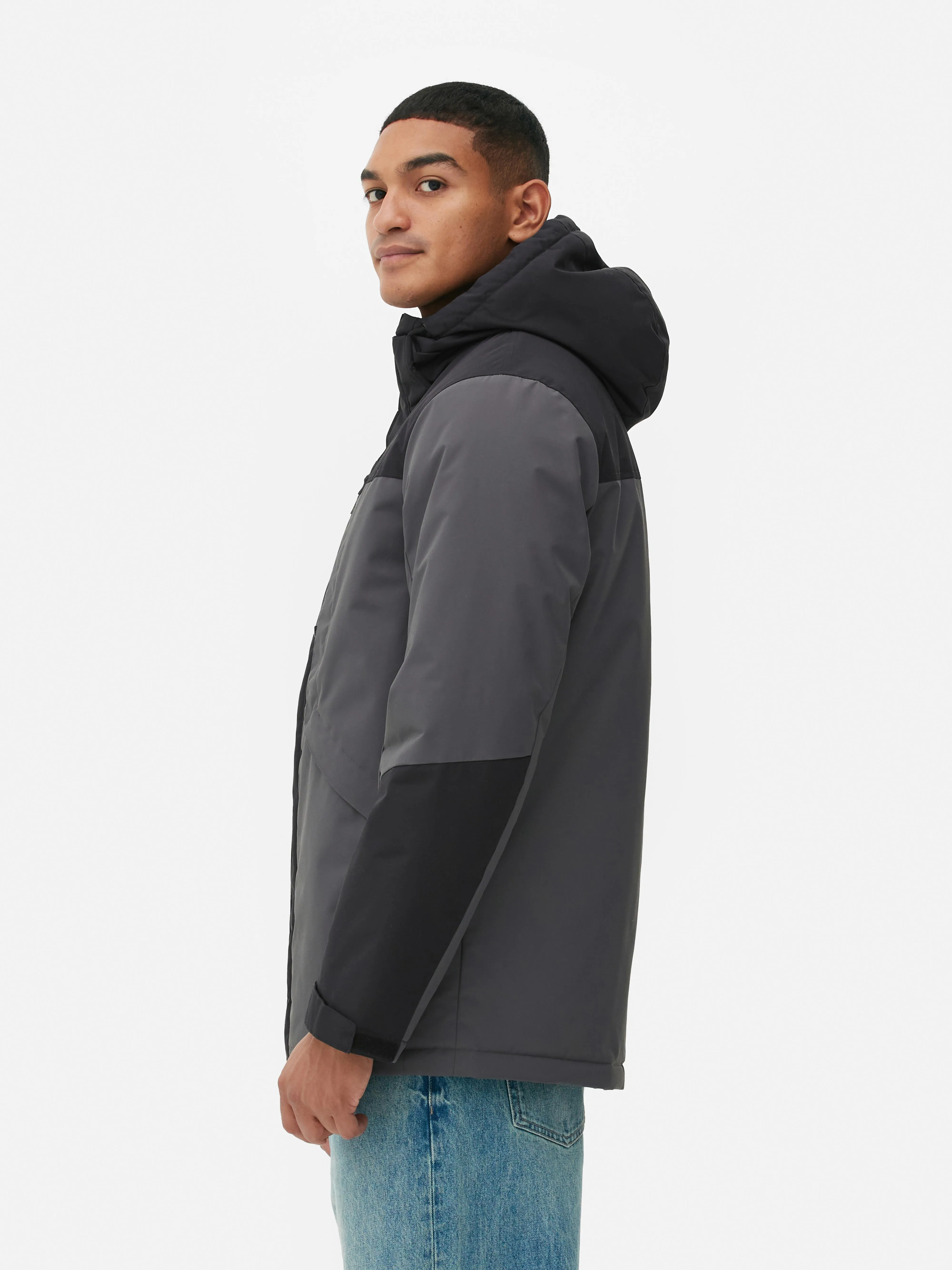 Cappotto corto a blocchi di colore