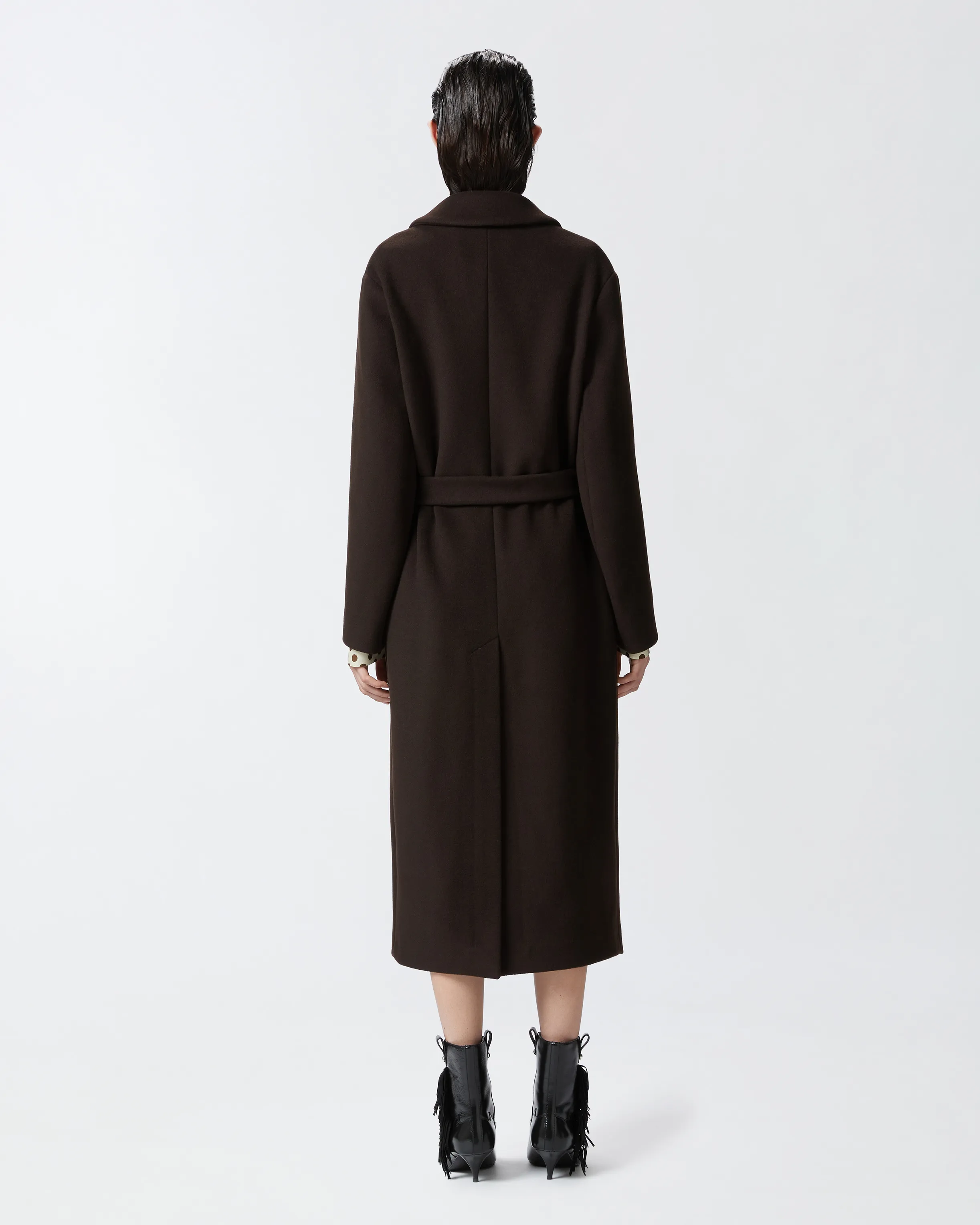  Cappotto lungo doppiopetto con cintura abbinata    