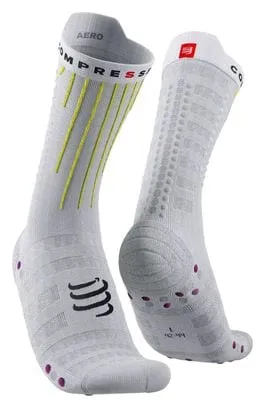 Compressport Aero Socks White / Yellow / Pink