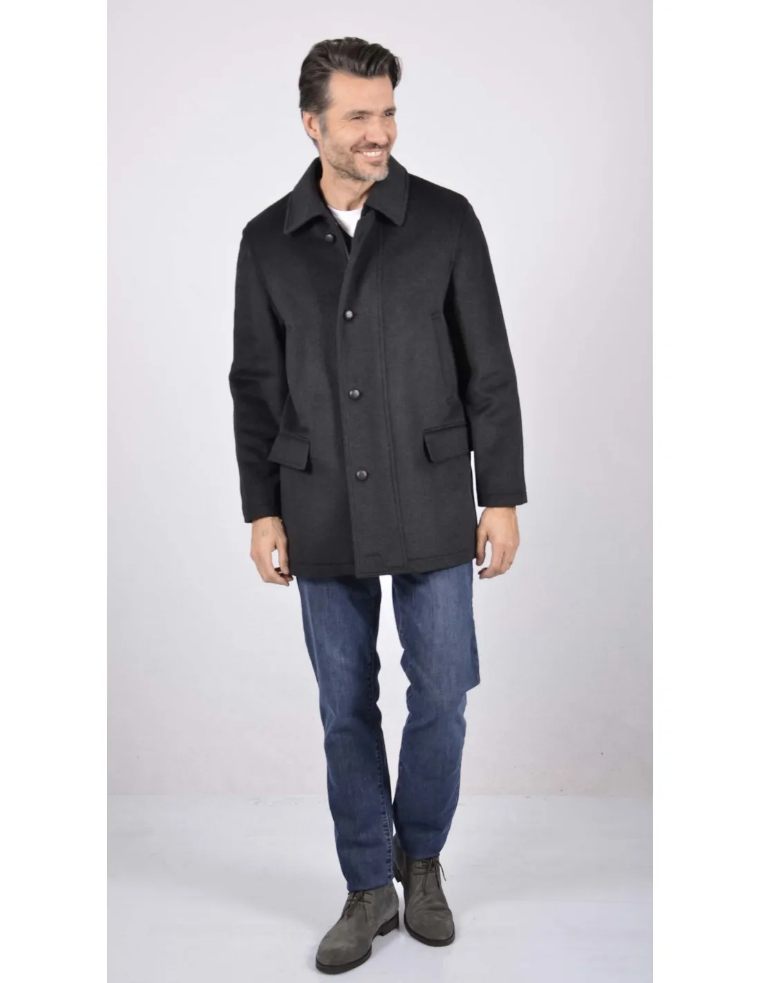 Giaccone corto laniero blu tipo loden mod trento A / I
