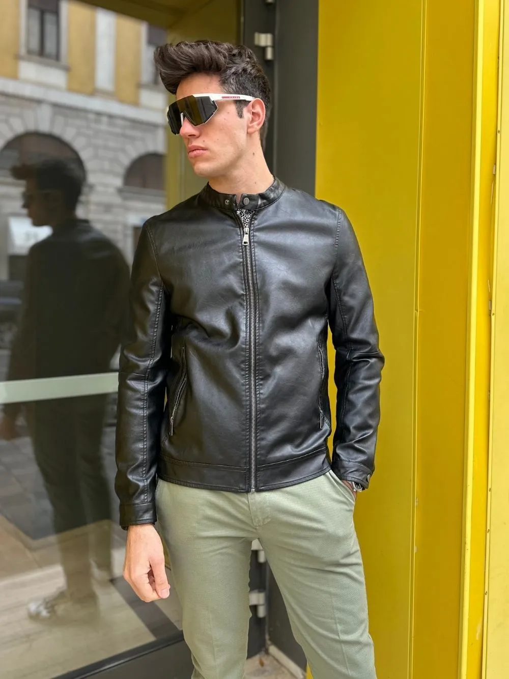Giubbino ecopelle overd