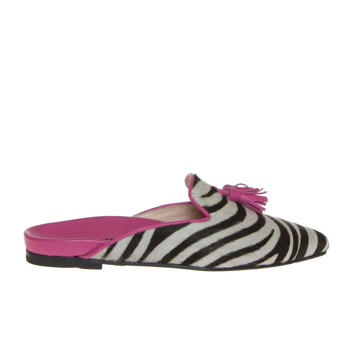 HISTORY 541 TESSA 01 SABOT PELLE ZEBRA BIANCO-NERO  