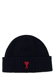 Navy blue wool beanie hat    