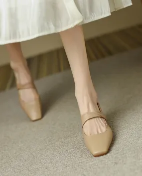 Nude High-heeled Shoes For Women, Summer Style, One-strap Retro Mary Jane Shoes, Niche Design, Not Tiring Feet, Square-t