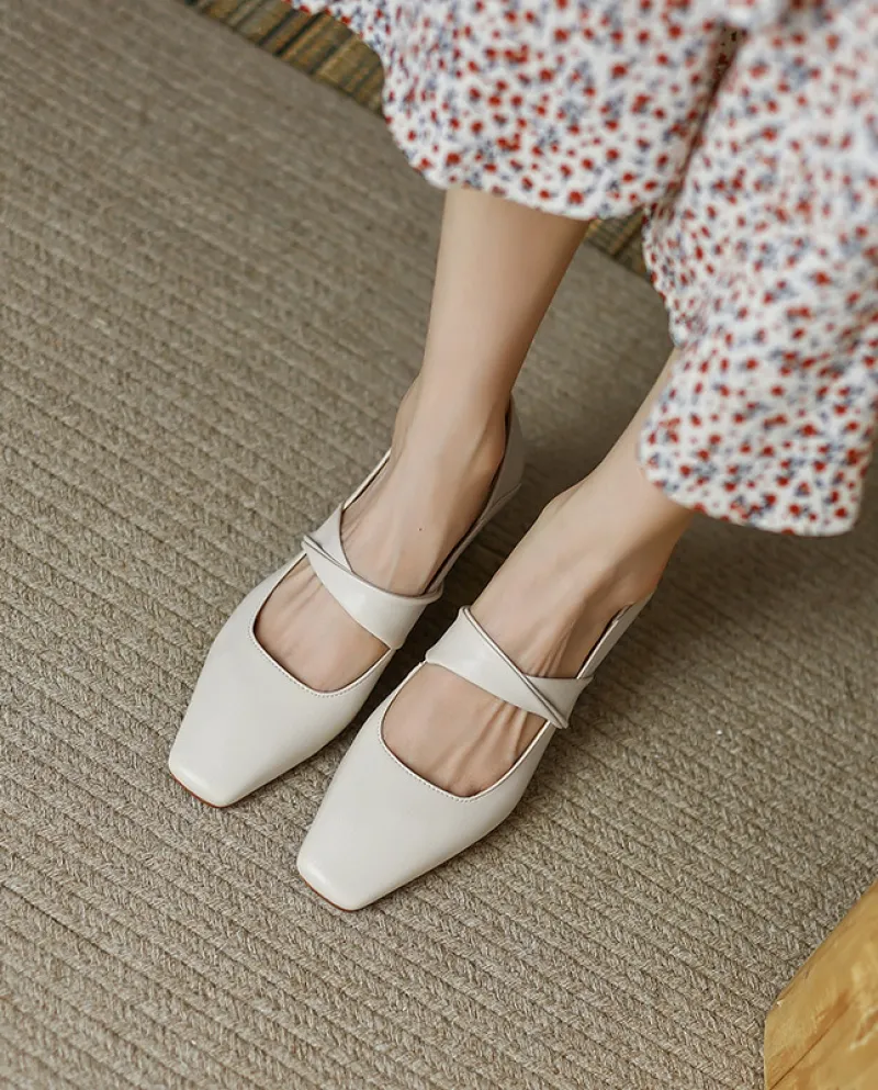 Nude High-heeled Shoes For Women, Summer Style, One-strap Retro Mary Jane Shoes, Niche Design, Not Tiring Feet, Square-t