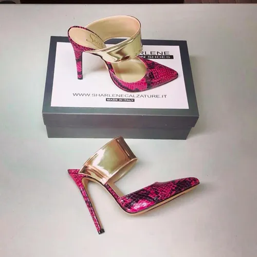 SABOT pitone fuxia/ vernice platino – COD. 23752 