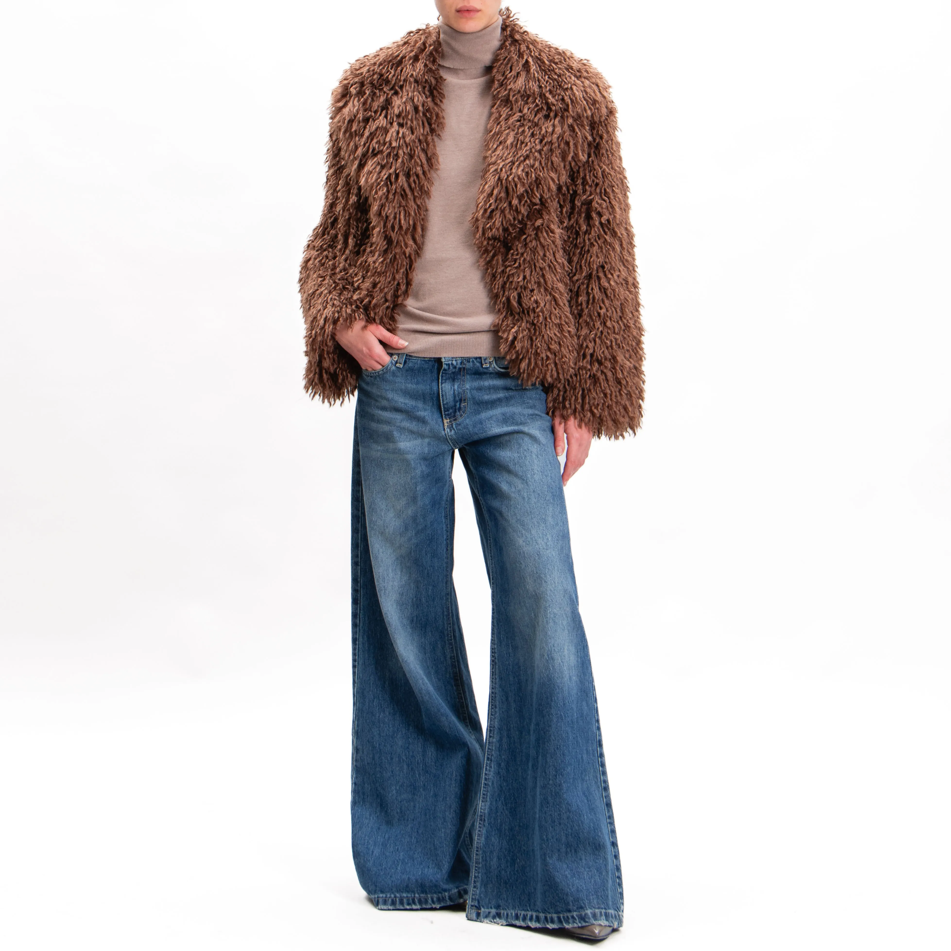 Tensione in-Cappotto corto eco mongolia - tabacco