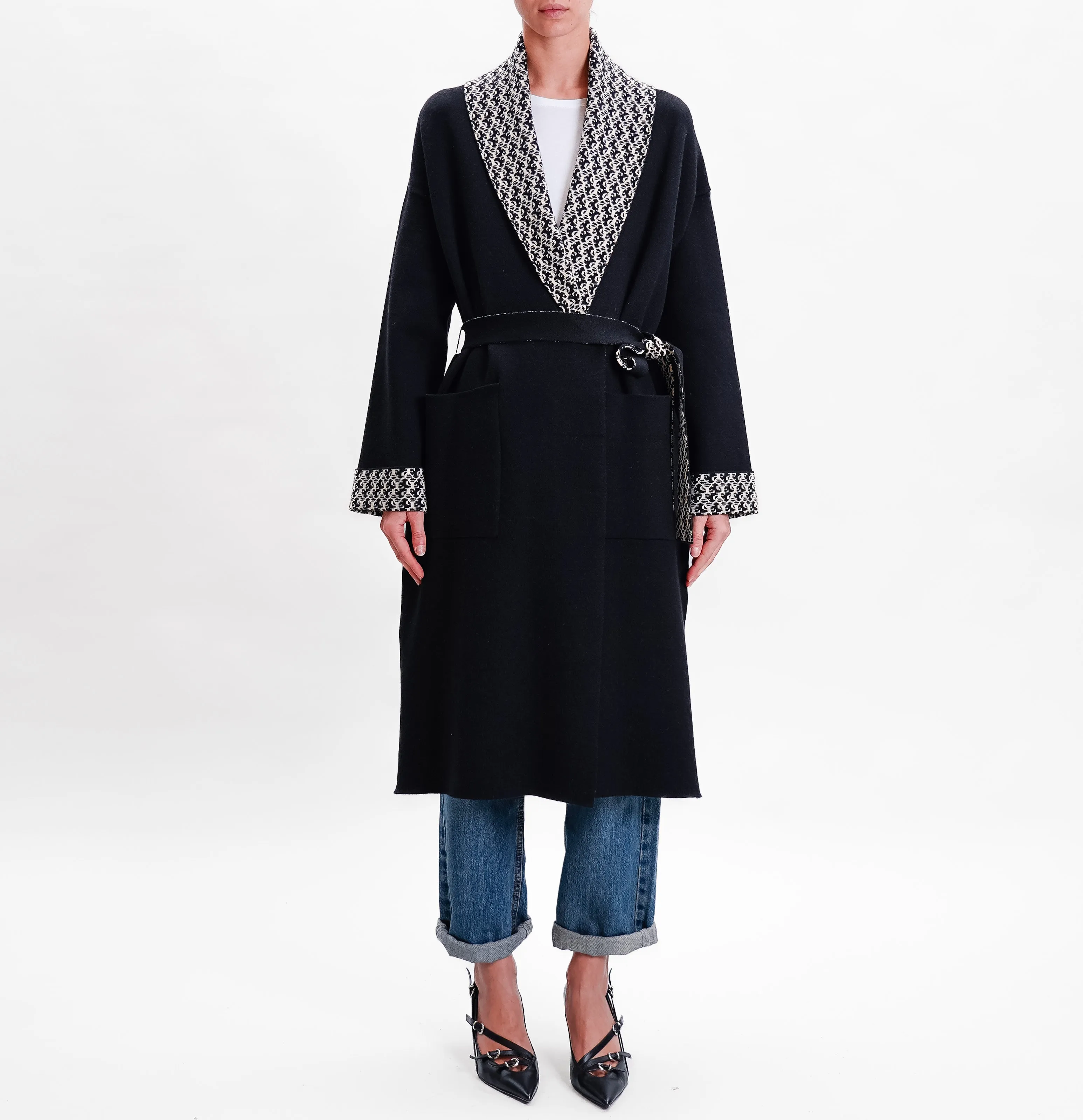 Vicolo-Cappotto in maglia VCL - nero/sand